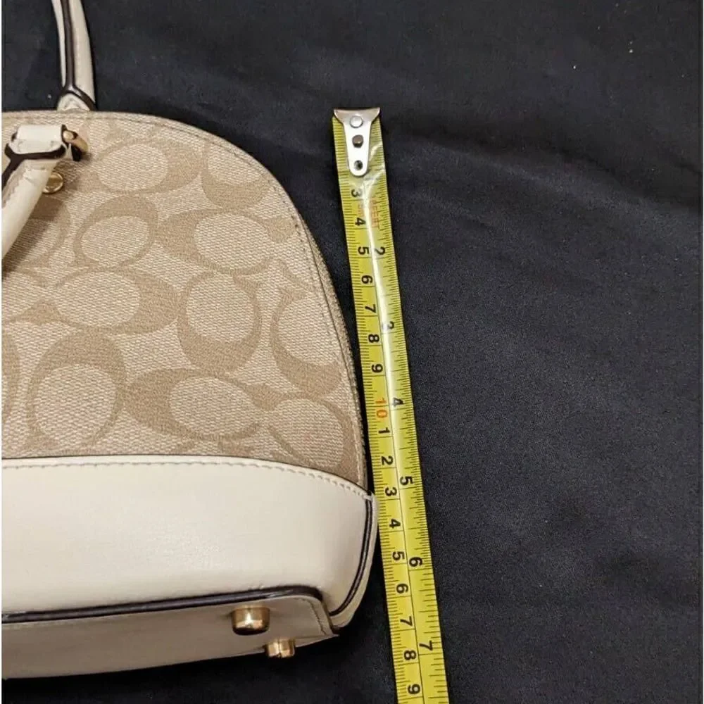 Coach Mini Sierra‎ Satchel In Signature Canvas Gold Light Khaki Chalk